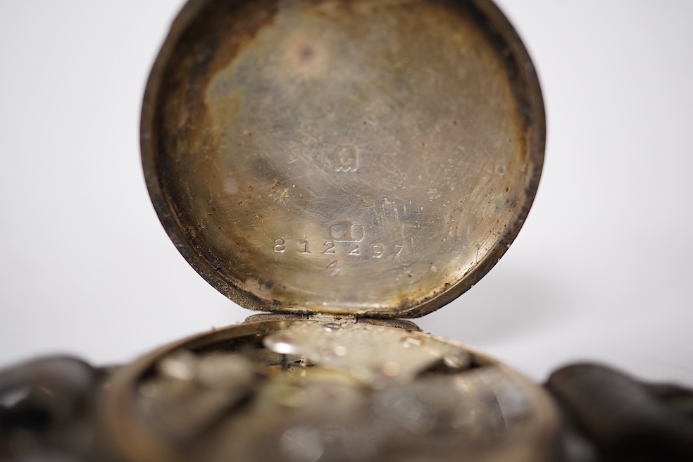 An early 20th century silver Borgel cased manual wind wrist watch(a.f.), one other similar silver half hunter manual wind wrist watch(no strap) and one other similar with a strap. Condition - poor
